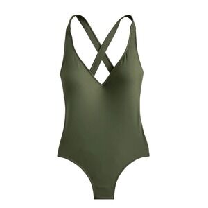 J Crew One Piece Green Swimsuit Full Coverage Criss Cross Back Plus‎ Size 24 NWT